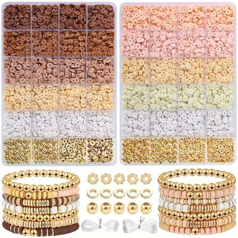 

2650/ 2400/ 4800pcs Perles en Perles en Polymère la de Bracelets, Perles Heishi Bracelets, Kit de Bracelets en Perles d', Perles Plates - Kits de Perles