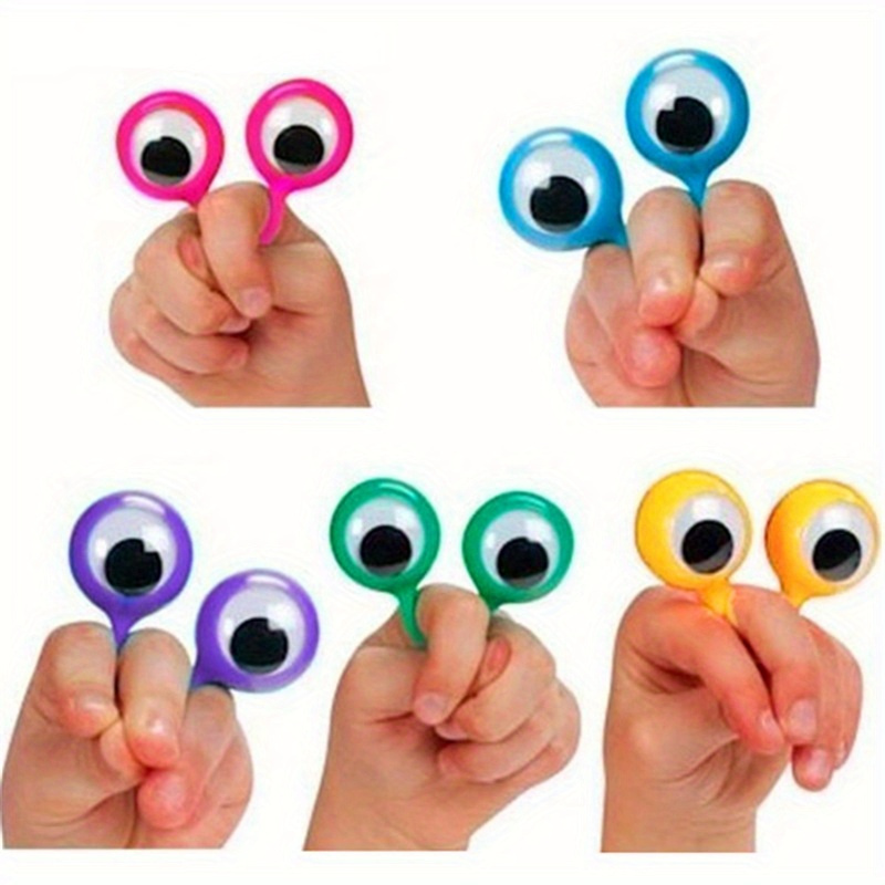 

5pcs/10pcs/set Of Attractive Interactive Swinging Eyes, Finger Puppets, Plastic Rings, Fun Small Tools, Gifts