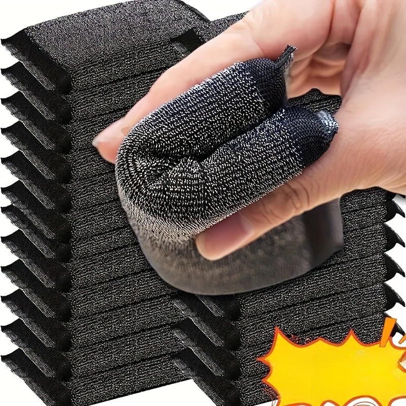 

6pcs Premium Stainless Steel Dish Scrubbers - , Non-scratch Cleaning Pads For Dishes & Windshields, Fade-resistant, 3.74" X ", Black, Cleaning Pads