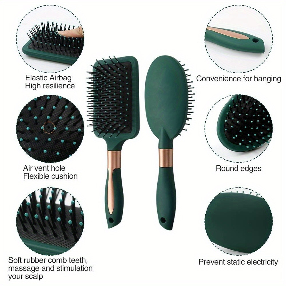 6pcs cepillo de pelo peine set, peine de cojín de aire, peine de  , peine de pelo  , peine de masaje universal para  , peine de rodillos, para cabello   o  , herramienta de peinado (verde  ) Detalles del producto 3