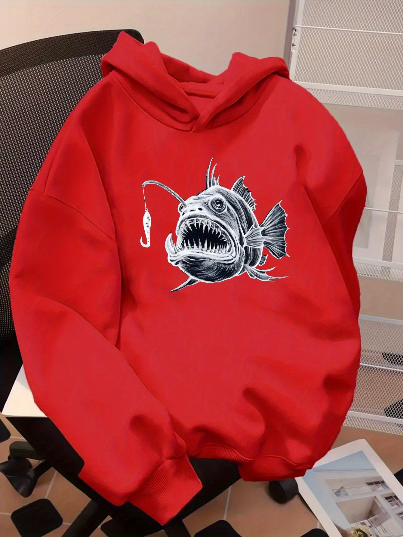 Angeln Pullover Fisch Jungen Rotes Angeln Grafik Hoodie