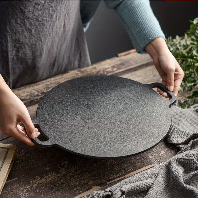 1 pack cast iron griddle   hand wash only non stick scratch resistant round griddle with cast iron handle   free for gas ceramic stoves ideal for indoor outdoor cooking details 2