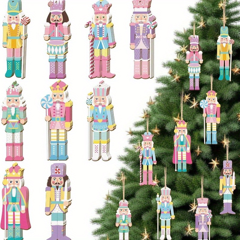 

24/36pcs Wooden Ornaments, Miniature Christmas Tree Decorations, Wood , No Or Required, Christmas Decor