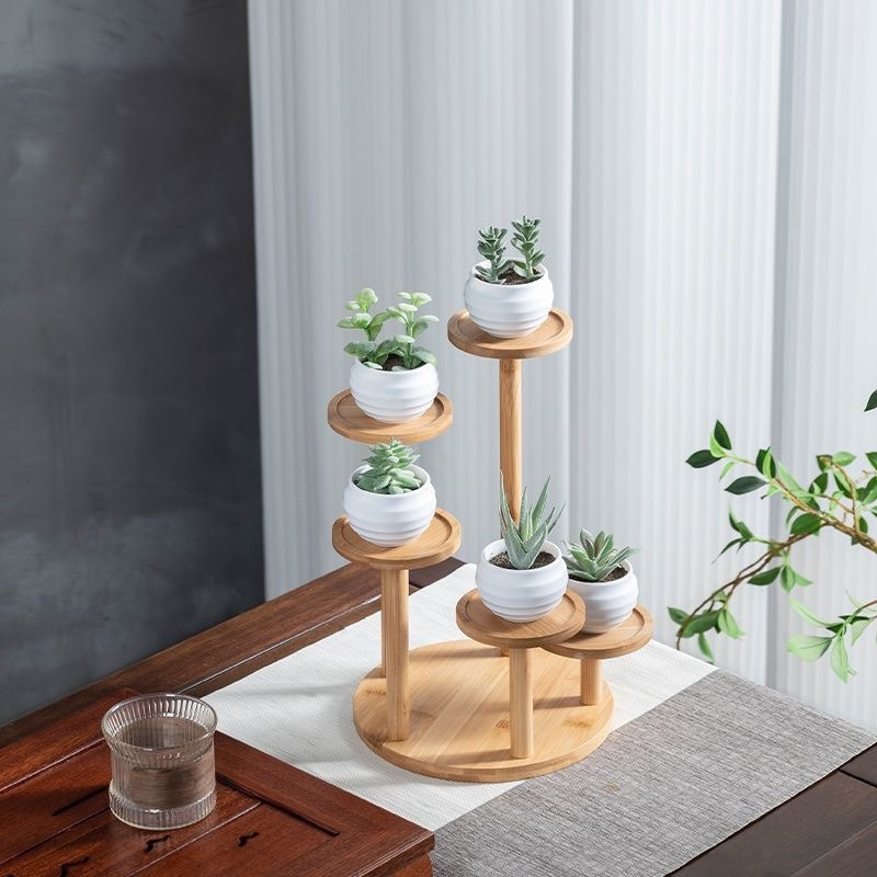 

1pc Multi-level Bamboo Plant Stand, Indoor Wooden Display Shelf, Plant Pot Holder, Flower Shelf For Office Window , Home & Decoration, Bathroom Accessories.