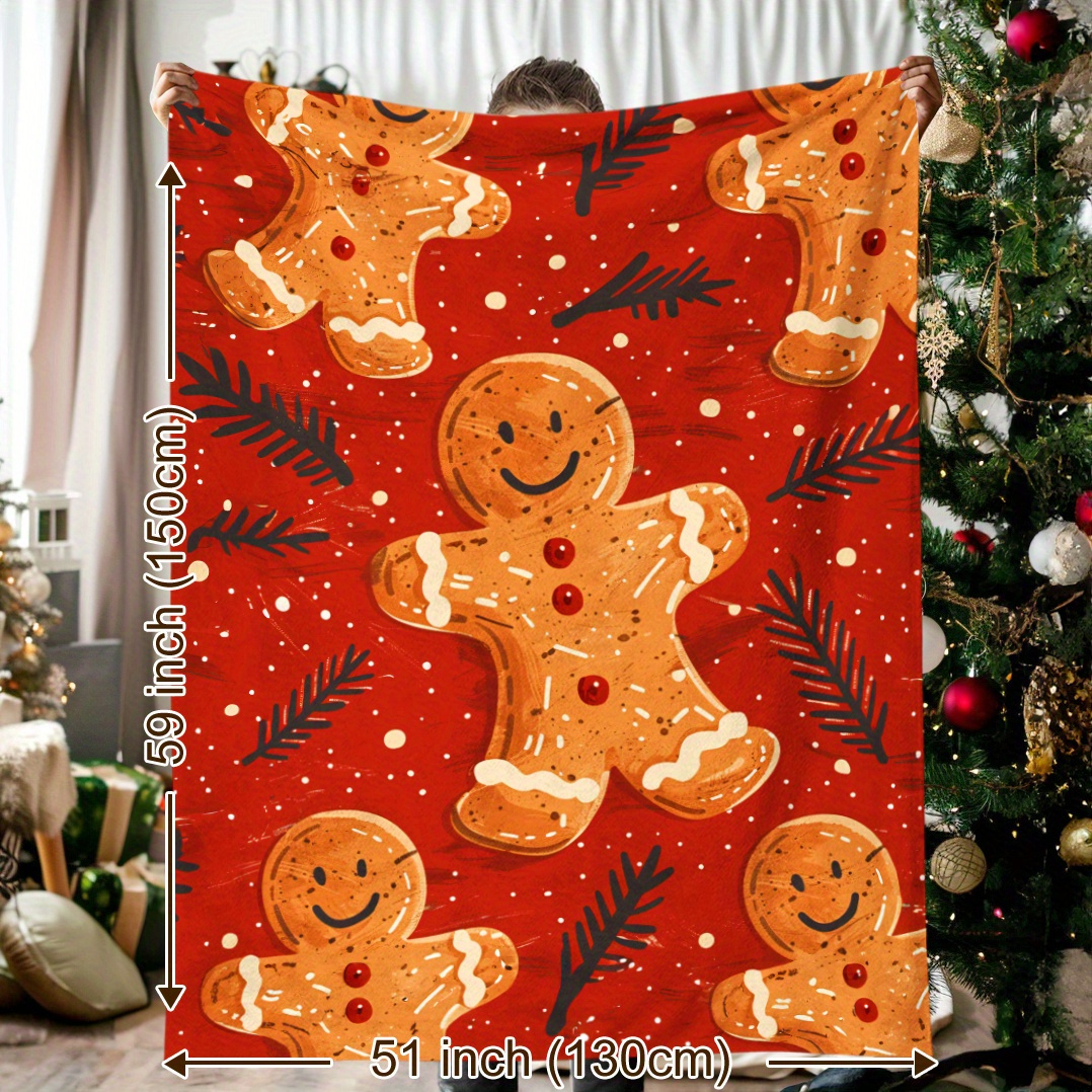 

Couverture en Flanelle Thématique de Noël avec Motif Pain d'Épice & - Douce et Chaude pour les Siestes, le Camping, les et la Décoration de - Cadeau Idéal pour les Fêtes