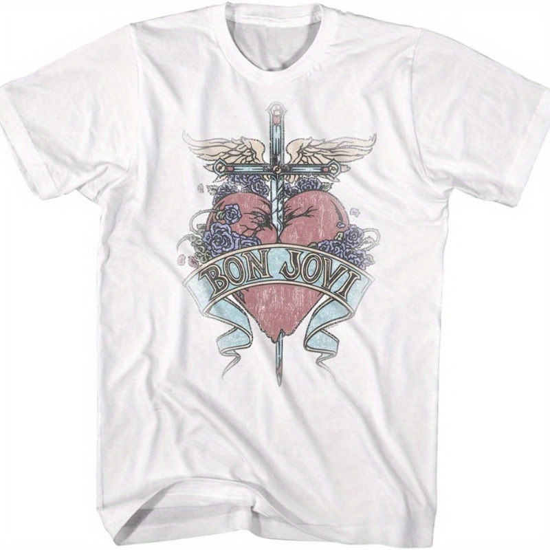 

Rock Band Heart Pierces With Adult T-shirt Tee