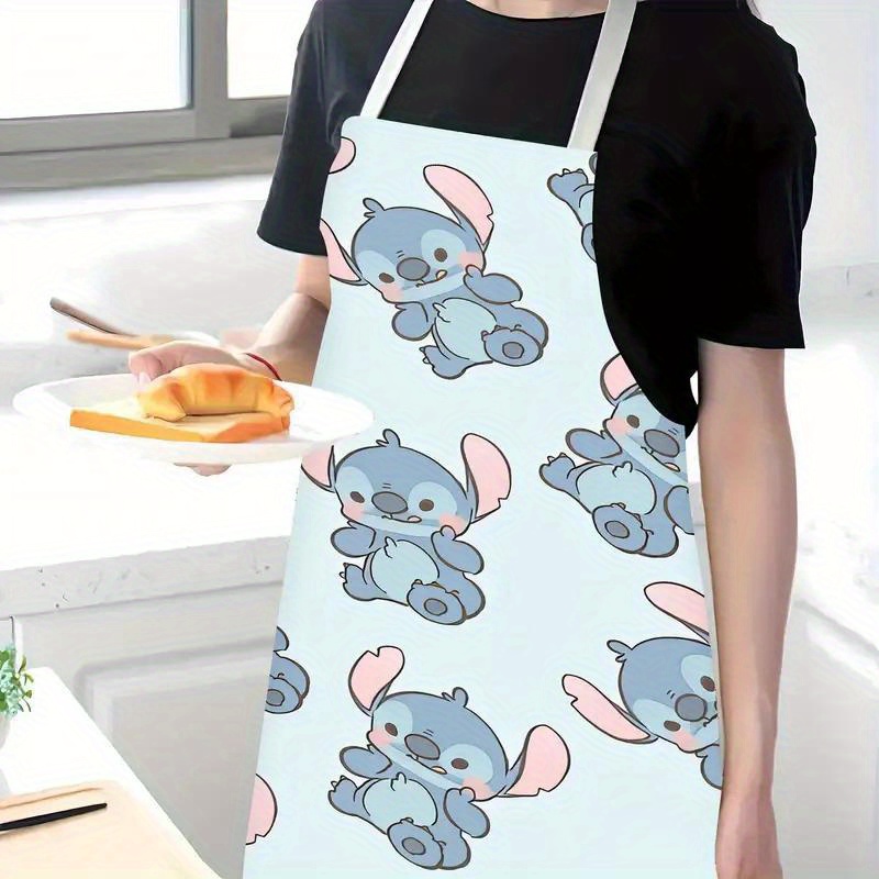 

Stitch Cartoon Apron - 1 Pack, 100% Polyester Woven Fabric, Sleeveless Bib For Cooking, Baking, Gardening - Ideal For Chefs, Baristas, Florists - & Christmas