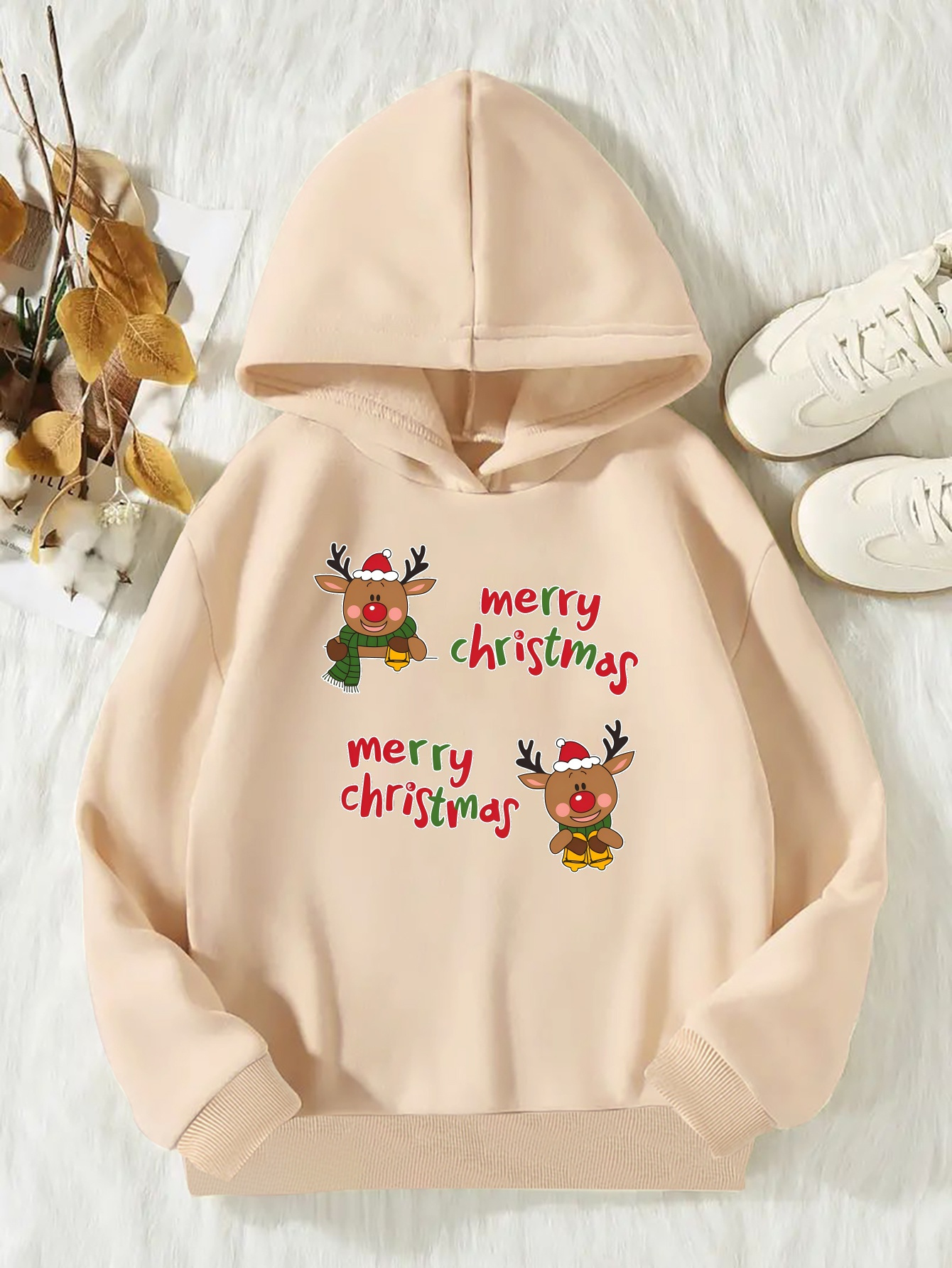 girls' merry christmas hoodie casual long sleeve pullover Temu Spain