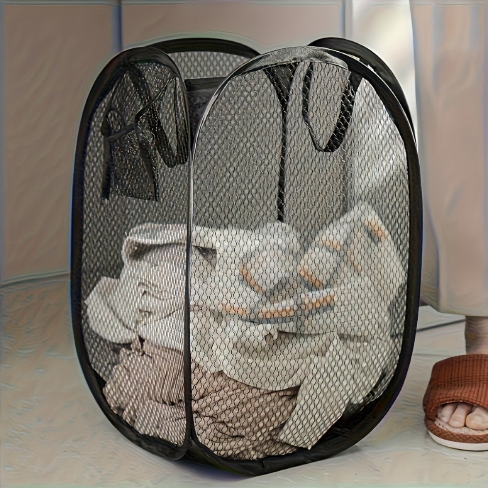 large capacity   up laundry basket with handle modern mesh design convenient for bathroom bedroom and laundry room storage and organization laundry baskets