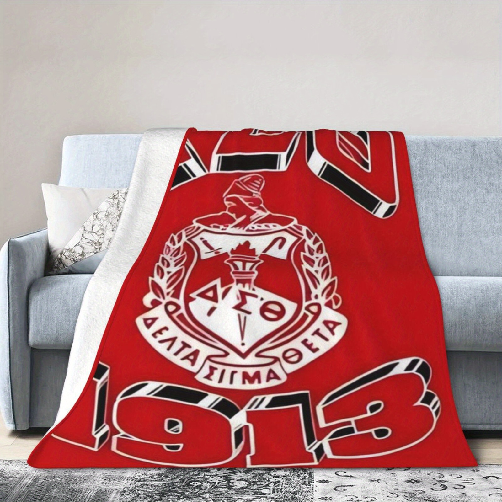 

Sorority 1913 Theme Flannel Throw Blanket - Polyester Soft Cozy Sofa Decor, Office Blanket, - Style Home Decor Accessory