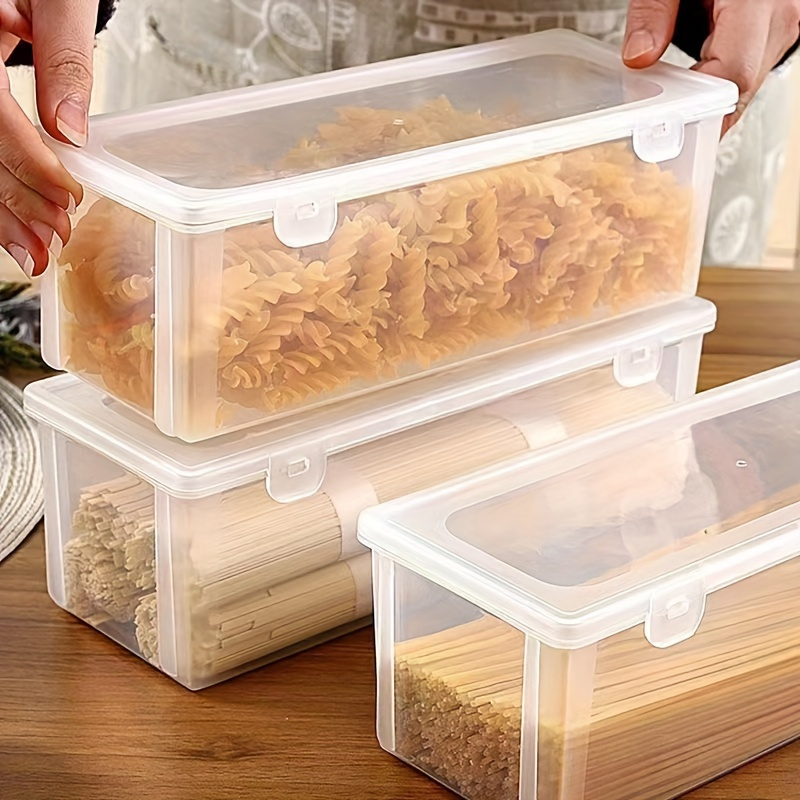 

1pc White Plastic Food Storage Box, Transparent Sealed Container For Grain Noodles, Kitchen Supplies Organizer, Art Craft Storage And Transport Box