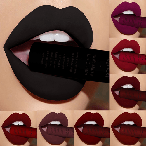 rouge à lèvres liquide durable à mat et à leau, de couleur rouge foncé vers , idéal pour des femmes, comprenant un gloss et un rouge à lèvres teinté