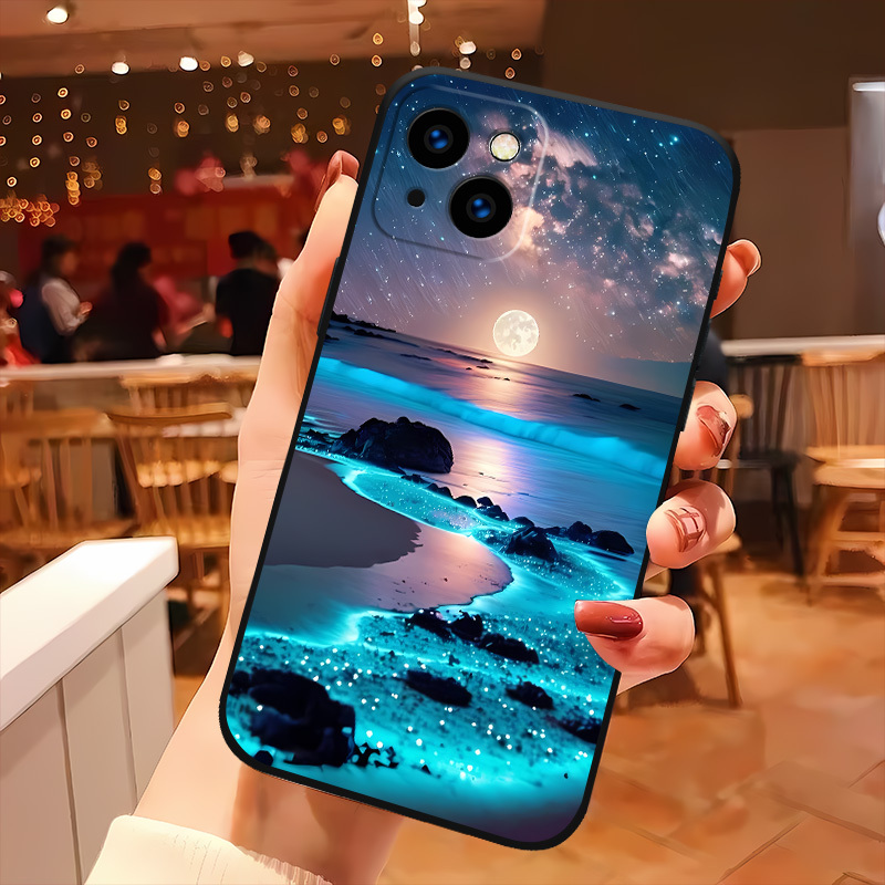 TEMU para Teléfono - Esta es compatible con Apple iPhone 16, 15 Pro Max, 14 Plus, 13, 12 Pro Max. un negro mate y estampados elegantes, lo que la