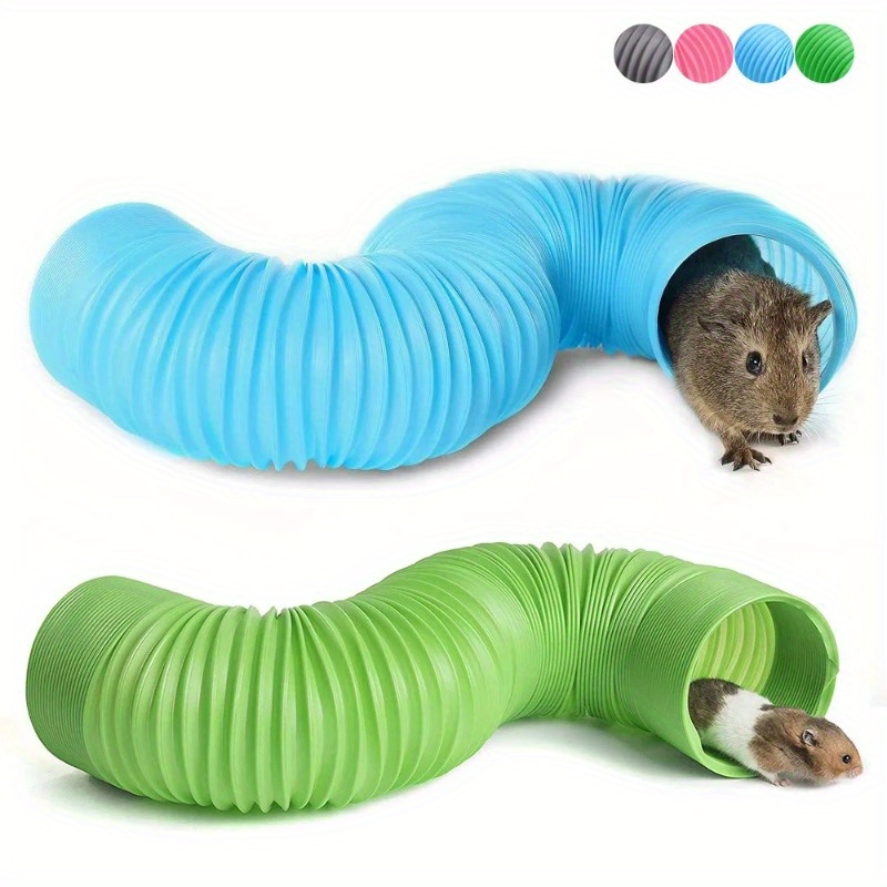 

100cm Stretchy Hamster Tunnel - Fun & Safe Small Pipe For Guinea Pigs, Hedgehogs, , Rats | , Collapsible Toy In Blue, Green, Pink With Peek Holes, Hamster Accessories