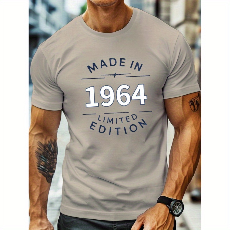 

1964 Print, Men's Short Sleeve Round Neck T-shirt, A Comfortable And Lightweight Casual Top Summer.