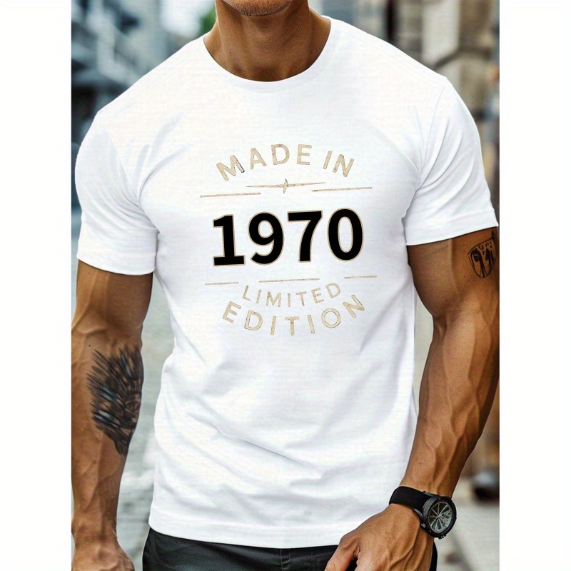 

T-Shirt Homme "Made in 1970 Édition Limitée" - Col Rond Décontracté, Manches Courtes, Léger & Confortable pour l'Été