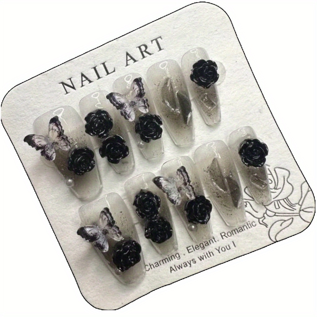 

F2 Handmade Wearing Armor Black New Nail Butterfly