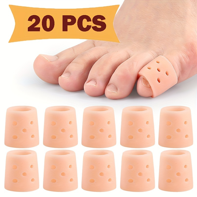 Image of 20pcs Of Silicone Toe Sleeves - Breathable Perforated Toe Covers, Suitable For Running, Hiking, Skating, And Dancing - Soft And Elastic Hand-washable Design For Finger Protection - Unisex