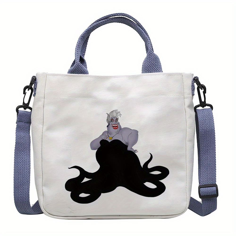 

Ume 1pc, Anime Villain Canvas Tote Bag, White, Christmas Themed, Simple Shoulder Crossbody Handbag With Removable Strap, No Lining, Washable, Edging, Magnetic Closure, Animal