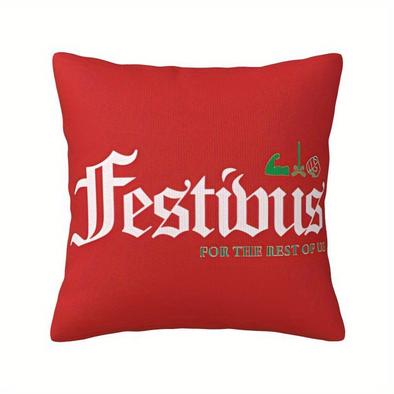 

1pc Festivus Gothic Style Christmas Cushion Cover, 18x18 Inches, Double-sided Printed, Polyester, Decor, Zippered Pillow Case For Living Room, Bedroom, Couch, Sofa, Party, Decorations