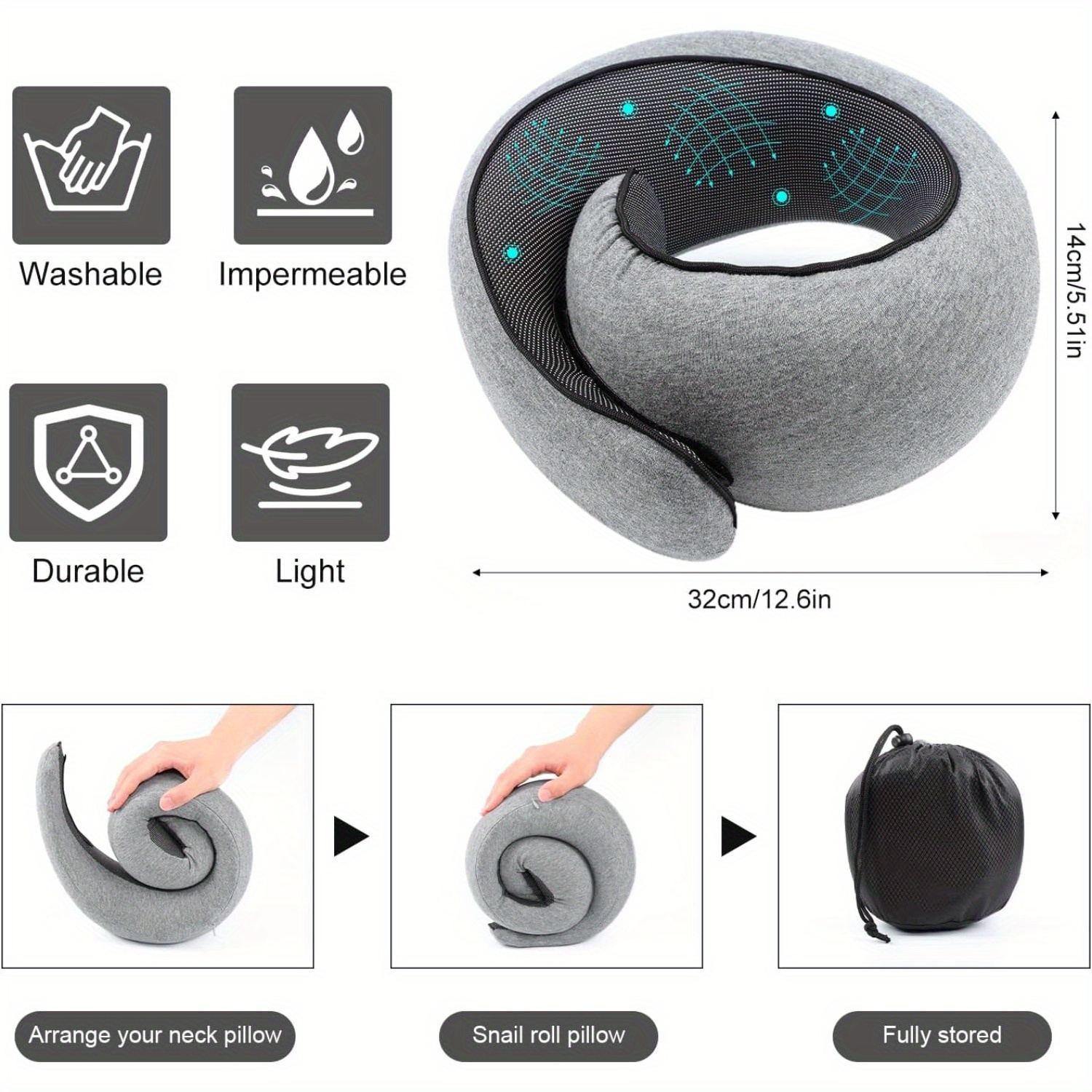 wander plus travel pillow 2024 new wander plus travel pillow memory   pillow can store u shaped pillow suitable for airplanes cars offices upright sleeping neck pillow details 5