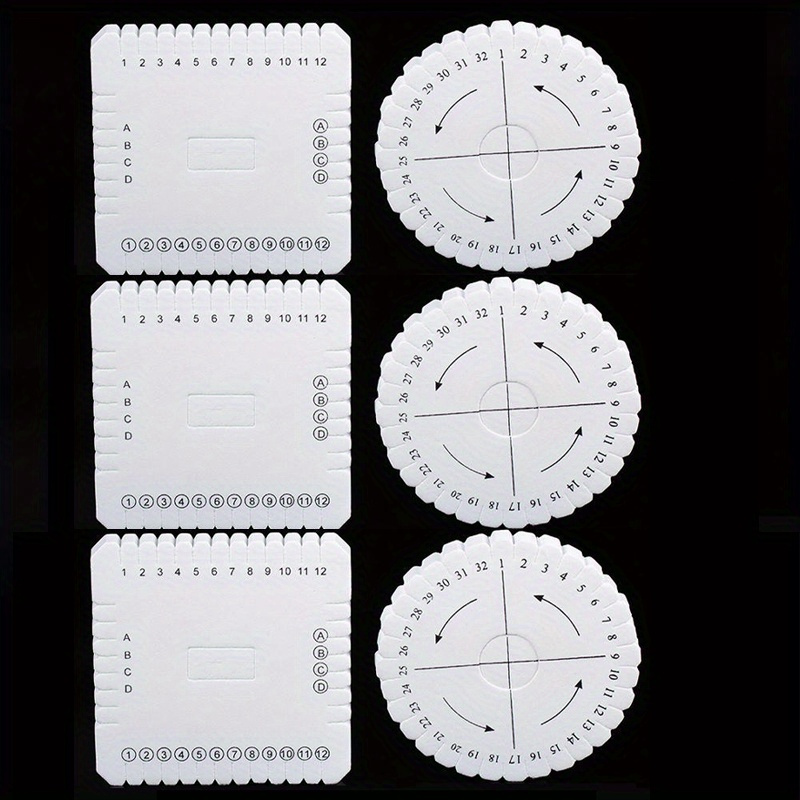 E-shop 6-teiliges Webplatten-Set: Runde und quadratische Perlenketten, Armband-Webplatten (Weiß, Synthetisches Harz)