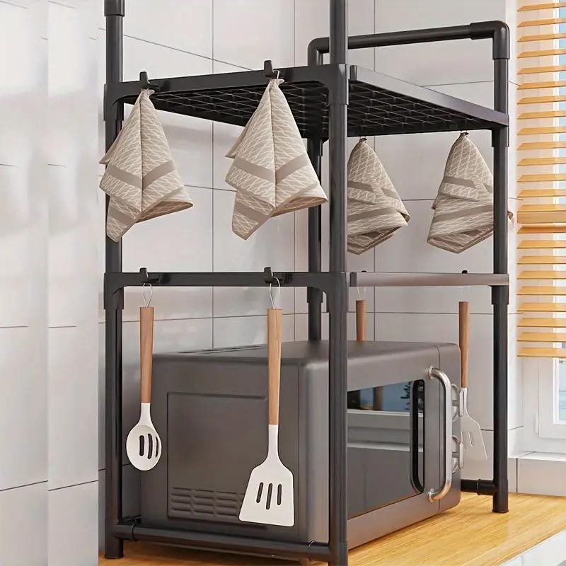 versatile kitchen organizer with handle hooks   pp plastic   microwave oven more ideal for countertops bedrooms bathrooms adjustable storage solution details 2