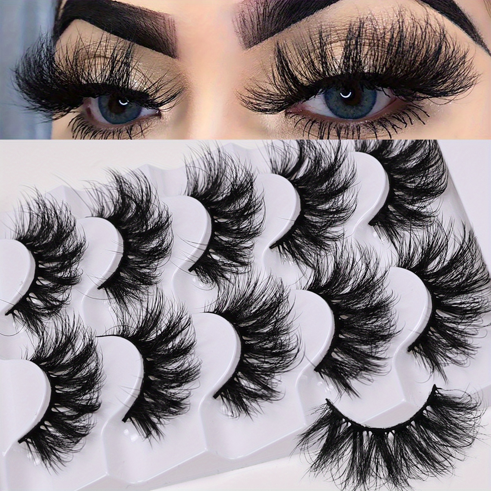 

5 Volume Fluffy False Eyelashes - , Long & Messy For A , D-, 10-12mm Length