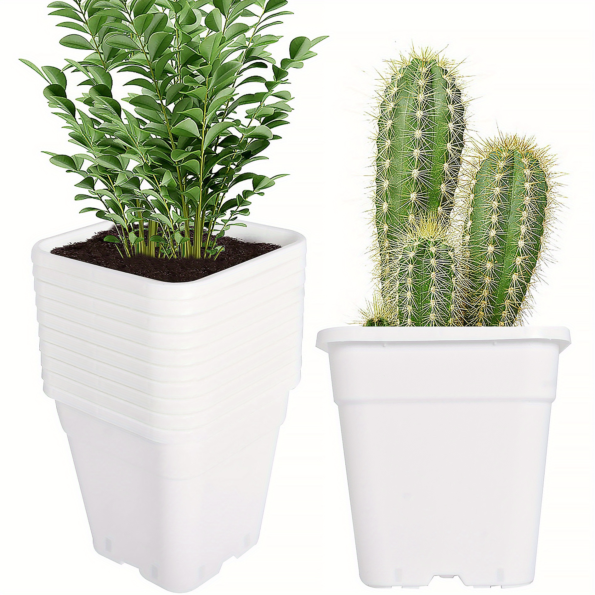 10 pack 5 gallon square white plastic planter pot plant - Temu