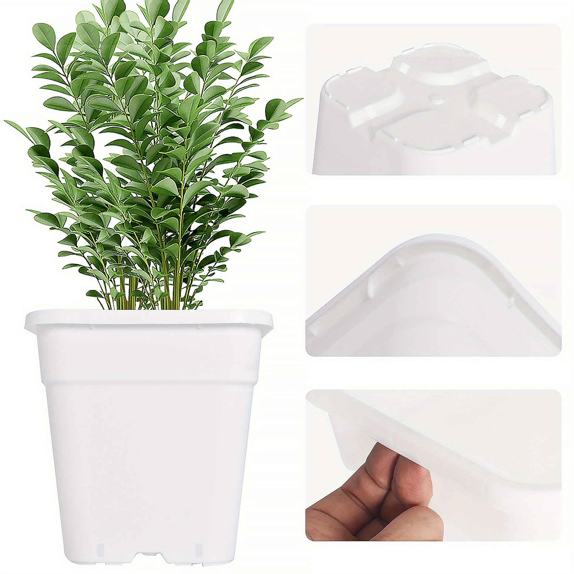 10 pack 5 gallon square white plastic planter pot plant - Temu