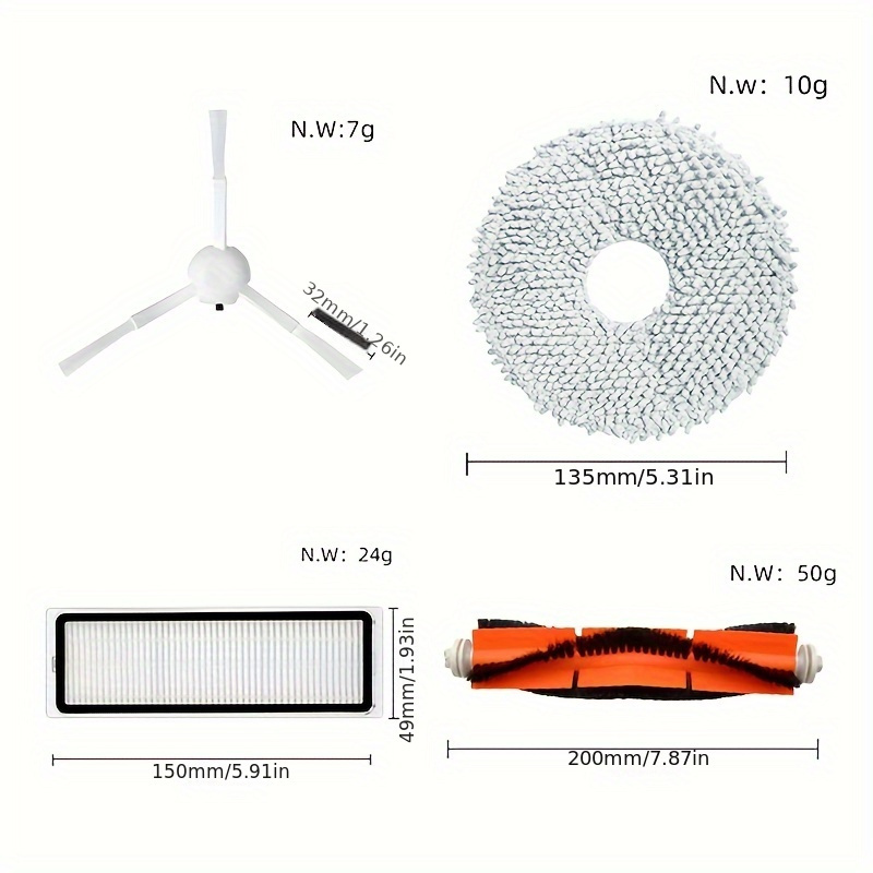 15 piece premium brushes and filter mop cloths accessory kit compatible with dream l10  l10  xiaomi mijia omni 1s b101cn robot vacuum x10 easy clean and maintenance solution for home kitchen vacuum cleaner floor care plastic fabric material vacuum suction floor attachment details 4