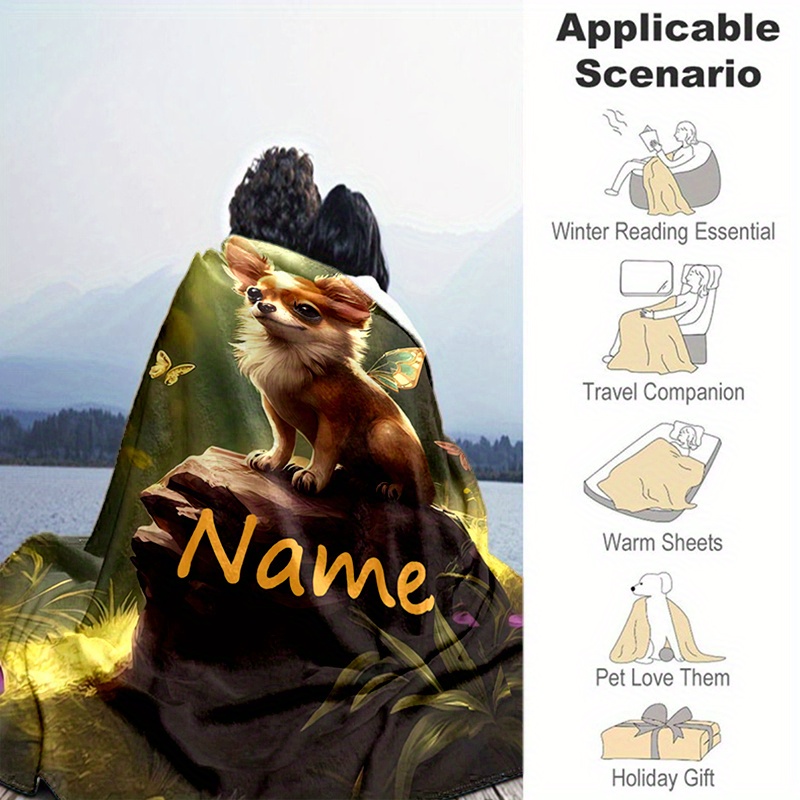 personalized chihuahua fairy sofa blanket soft warm flannel with