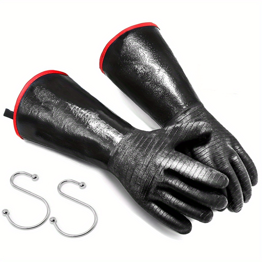 TEMU 2pcs Thicken Heat Resistant Bbq Gloves Kitchen Oven Mitts Fireproof Grilling Gloves For Fryer Cooking Baking Grilling Camping, Kitchen Gifts