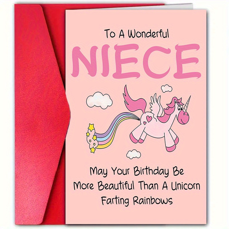 

1pc Birthday Card With Envelope For Niece, 4.7 X 7.1 Inches, Paper Greeting Card For Any Recipient, Themed, Special Celebration Stationery