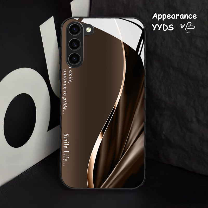 

Tempered Glass Phone Case S24/s24 Plus/s24 Ultra, S23/s23 Plus/s23 Ultra, S22/s22 Plus/s221 Series And Part 2 Ultra, Compatible With S Models - Stylish Black-brown Business , Simple And