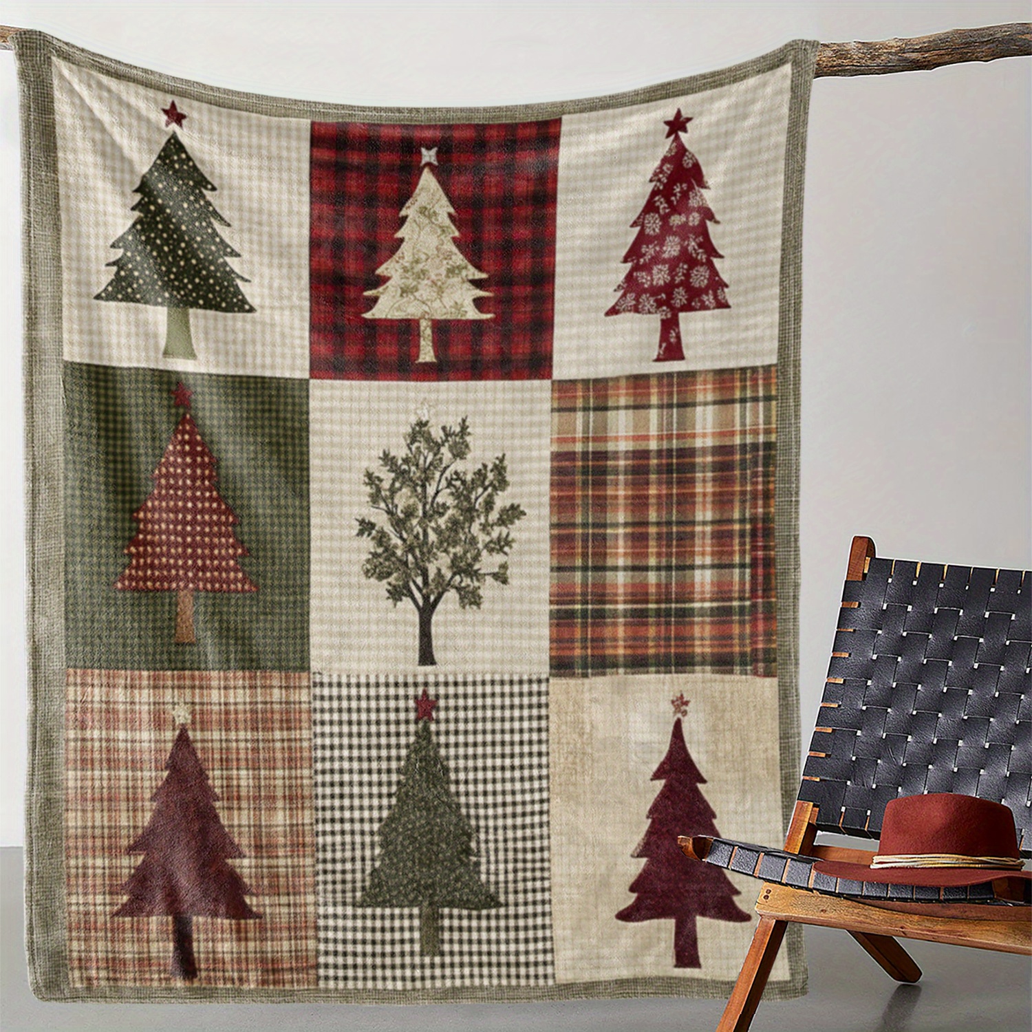 

Vintage Christmas Throw Blanket - Cozy Flannel Knitted Polyester Throw With Print, Warm Comfortable Soft Blanket For Sofa, Bed, Car, Office, Camping, Travel - Ideal Gift Blanket
