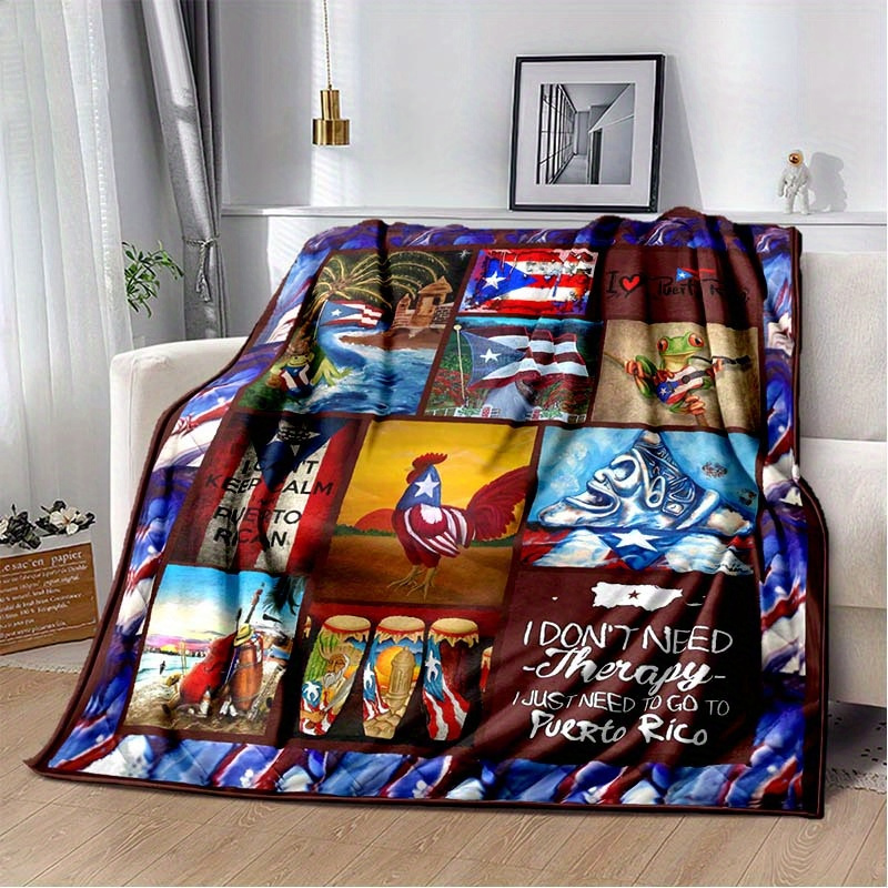 

Vintage Puerto American Creative Puzzle Pattern Printed Blanket - All , Indoor And Outdoor Use