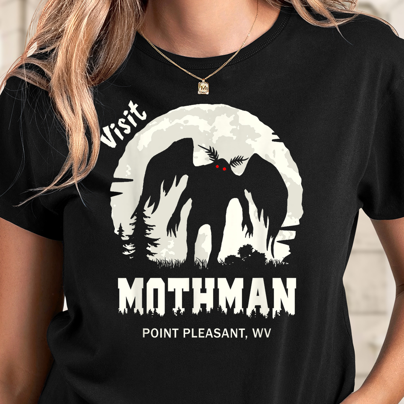 

Women's Mothman Graphic Tee - Casual Crew Neck, Short Sleeve T-shirt For & Workout Wear