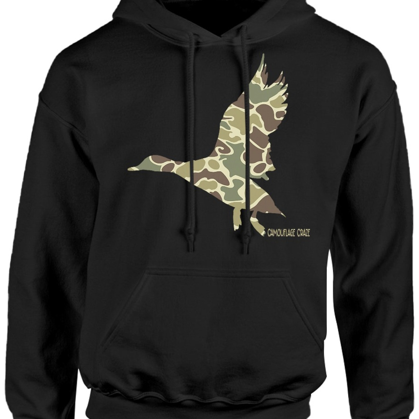 

Flying Duck Camouflage Camo Duck Hunting Camo Cozy Pullover Hoodie, Casual Long Sleeve Crew Neck Hoodie