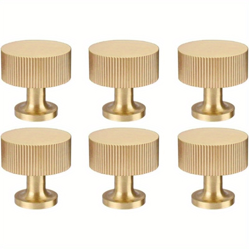 

6pcs Modern Golden Cabinet Handles – Sleek Light Luxury Drawer Pulls For Dressing Tables And Cabinets, Solid With Ribbed Grip Design, Elegant Polished , Handles For Cabinets And Drawers