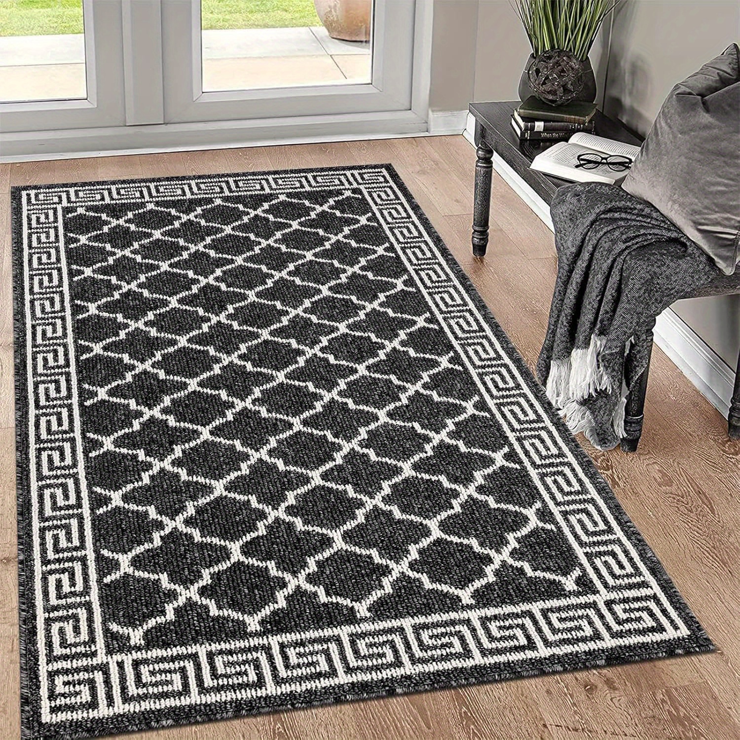 TEMU Paillasson d'entrée intérieur antidérapant et absorbant, conçu pour résister à la saleté. Ce tapis de lavable présente un design bas, adapté à