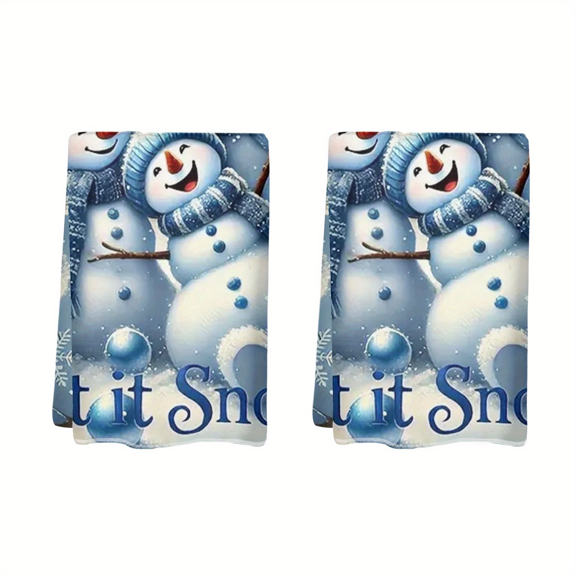 

2- Polyester Towels - 18x26 Snowman , , , Dish Cloth, Seasonal Decorative Towels For And Cleaning - Christmas