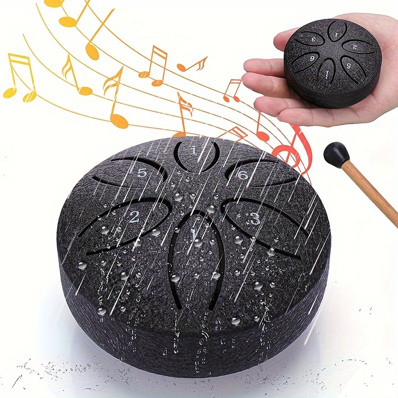 

6-tone Steel Tongue Drum Set With 1 Outdoor Garden Rain Drum, 3-inch Carbon Steel Handpan, Water-resistant Upgraded Musical For Outdoor