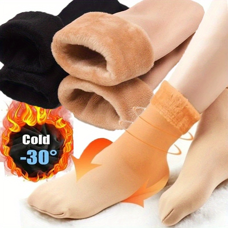 

4 Paires de Chaussettes de Neige, Doublure en Peluche, Chaussettes Thermiques Épaissies pour le Sol, Chaussettes Thermiques pour