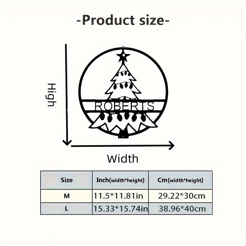 1pc personalized iron christmas tree wall decor sign family holiday     black metal home decoration for christmas season details 1