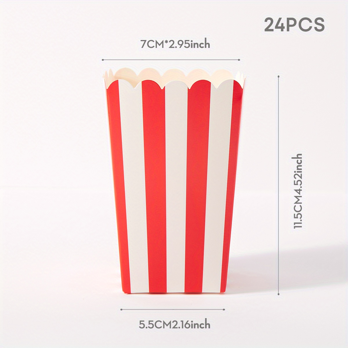 E-shop 10/24 Stück Rote und Weiße Party Popcorn Becher, Lebensmittelbehälter, Pommesfritti Boxen, Süßigkeitenboxen, Geburtstags Party Dekorationen und
