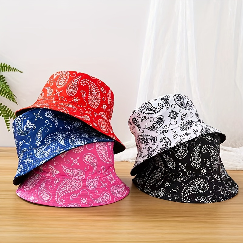 

Paisley Hat - Stylish & Sun Protection Cap, Breathable Polyester, Hand-washable - In Red, Blue, White, Black, Pink, Fishing Hat