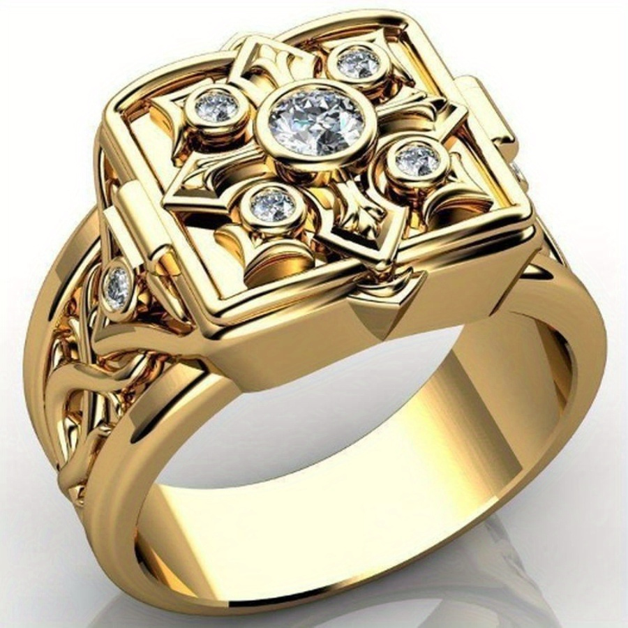 

1pc Fashion Pattern Can Open , Inlaid Small Box Decorative Ring, Suitable For Women's