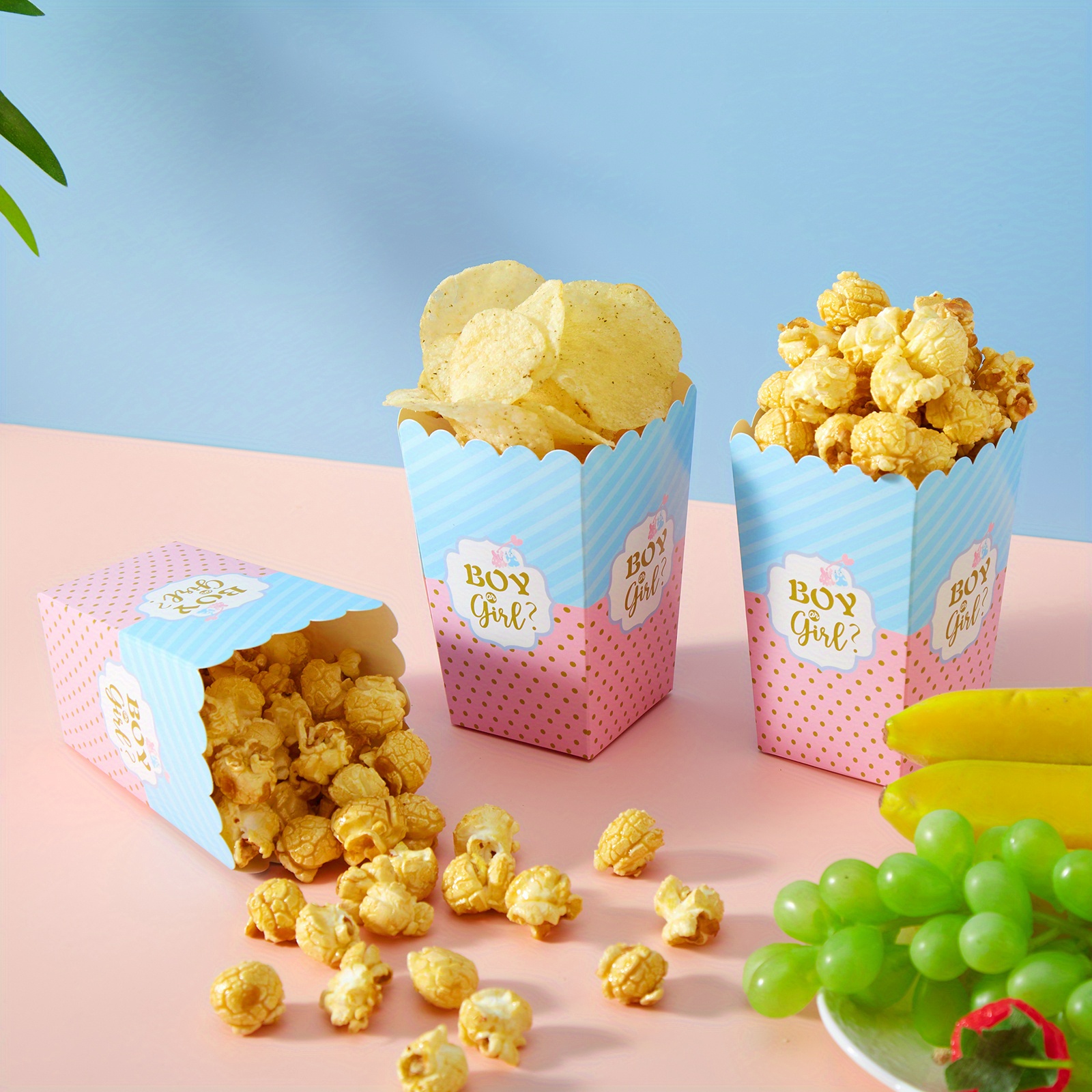 

10/24pcs Gender Reveal Boxes - Popcorn, Chips & Candy Containers With "boy Girl" Design, Paper Snack Boxes For Gender Reveal Parties, Birthday Decor & , Gender Reveal Decorations