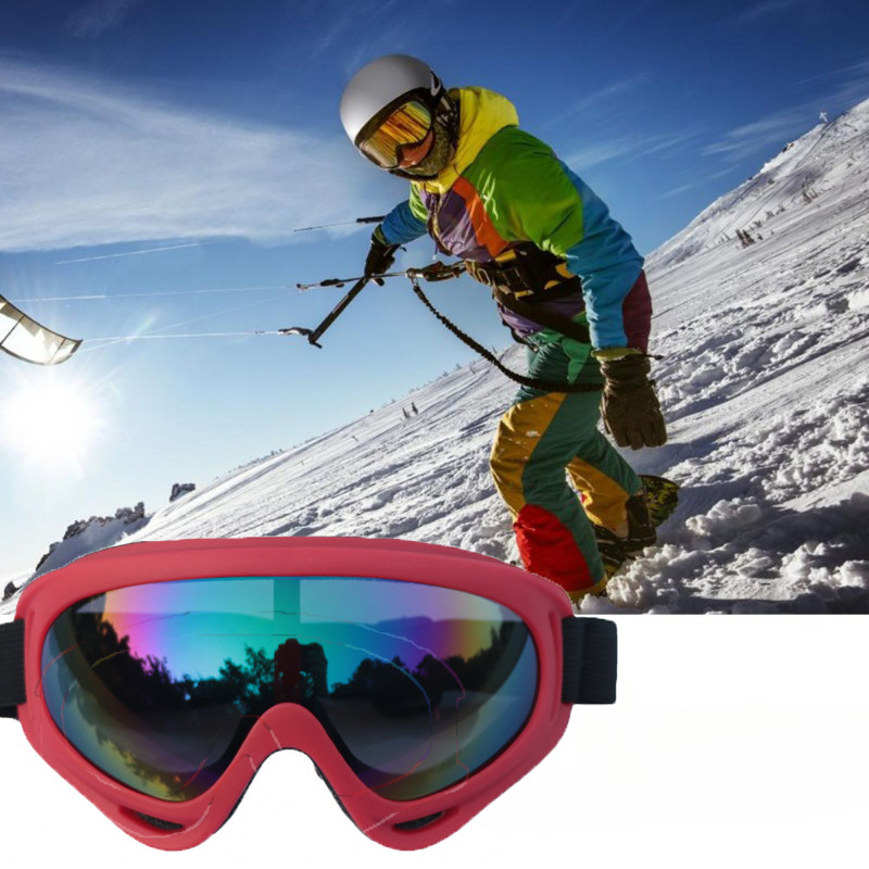 

1pc Sports Goggles - Red Frame, Reflective Lens For Skiing & Cycling, Pc Material, Ideal For , Sports Eyewear|sporty Design|adjustable Strap